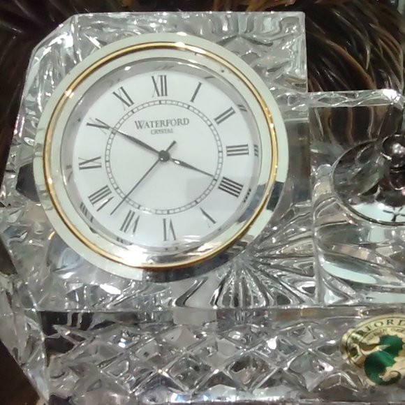 Waterford Crystal Office Vintage Waterford Crystal Desk Clock With